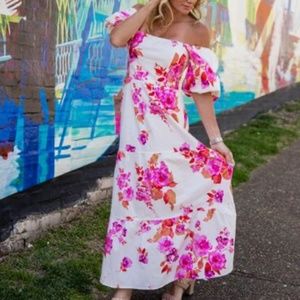 BuddyLove Posie Puff Sleeve Maxi Dress - Mangrove